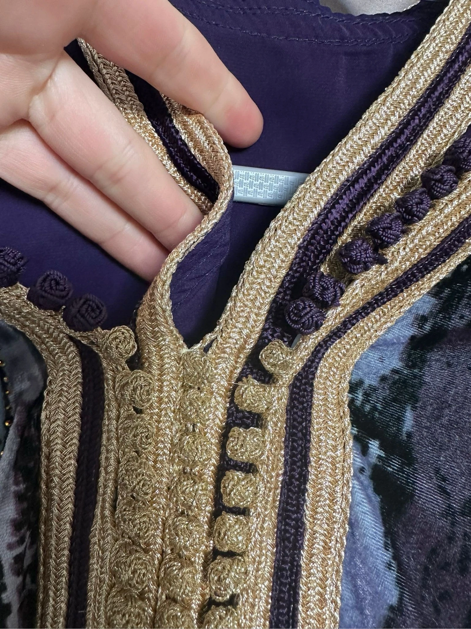 Mauve green stone khaki blue velvet caftan – photo 5
